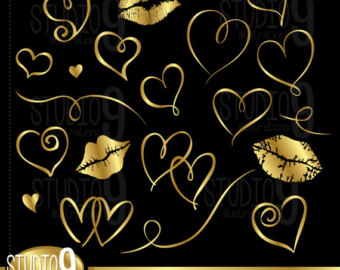 Gold Love Accents Clipart Illustrations Clip Art Instant Download