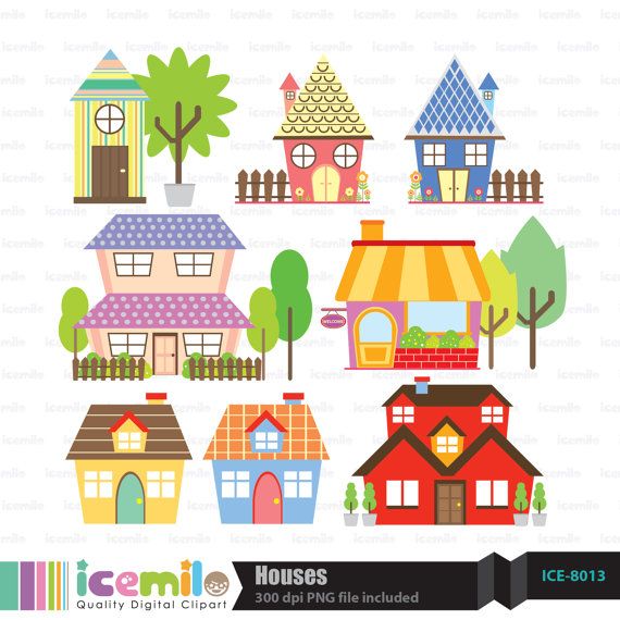 Houses Digital Clipart By Icemiloclipart On Etsy  4 50