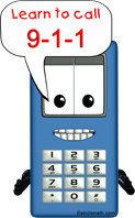 Printable Clip Art Of The Cartoon Telephone Saying Learn To Call 9 1