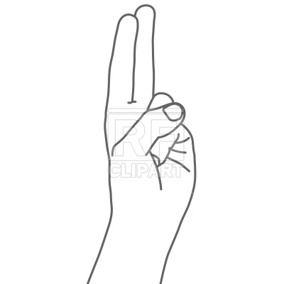 Two Fingers Sign 743 Silhouettes Outlines Download Royalty Free