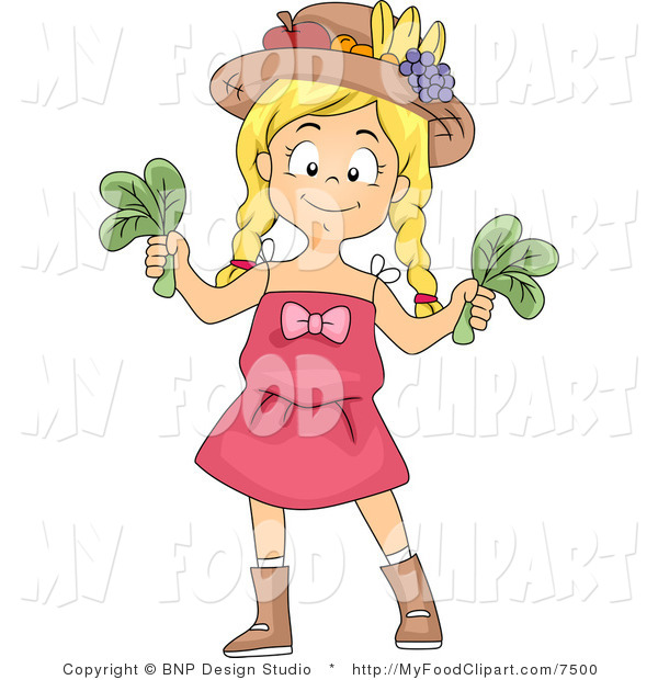 Vector Food Clip Art Of A Hippie Girl Holding Fresh Greens By Bnp