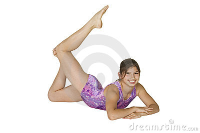 12 Year Old Girl In Gymnastics Poses Royalty Free Stock Photography    