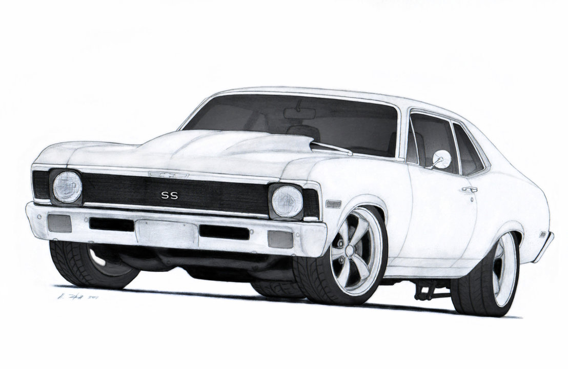 1972 Chevrolet Nova Ss Pro Touring Drawing By Vertualissimo On    