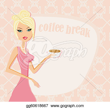 Beautiful Lady Drinking Coffee  Clipart Drawing Gg60618667 Gograph