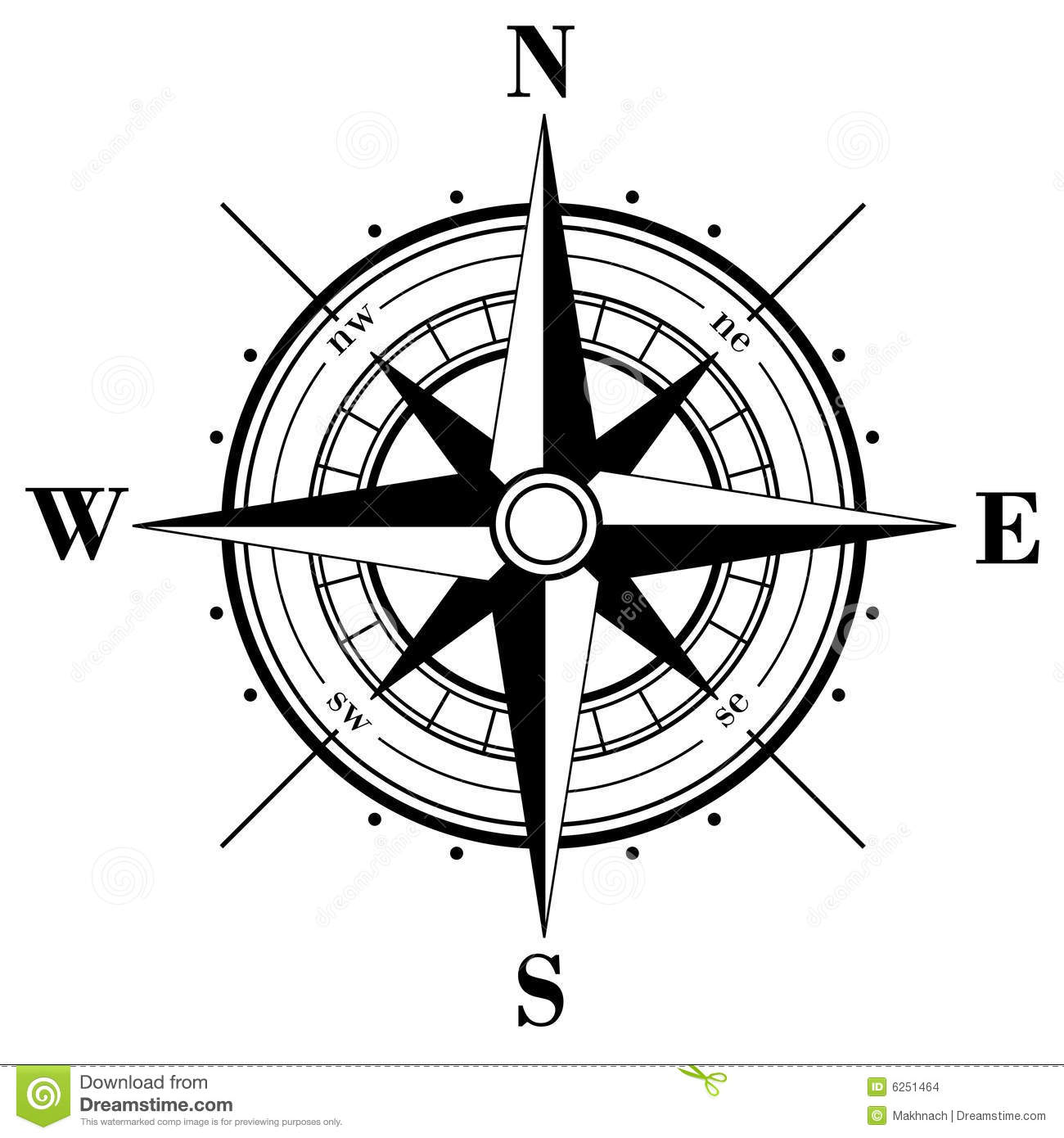 Black Compass Rose Isolated On Whte  Additional Vector Format In Eps