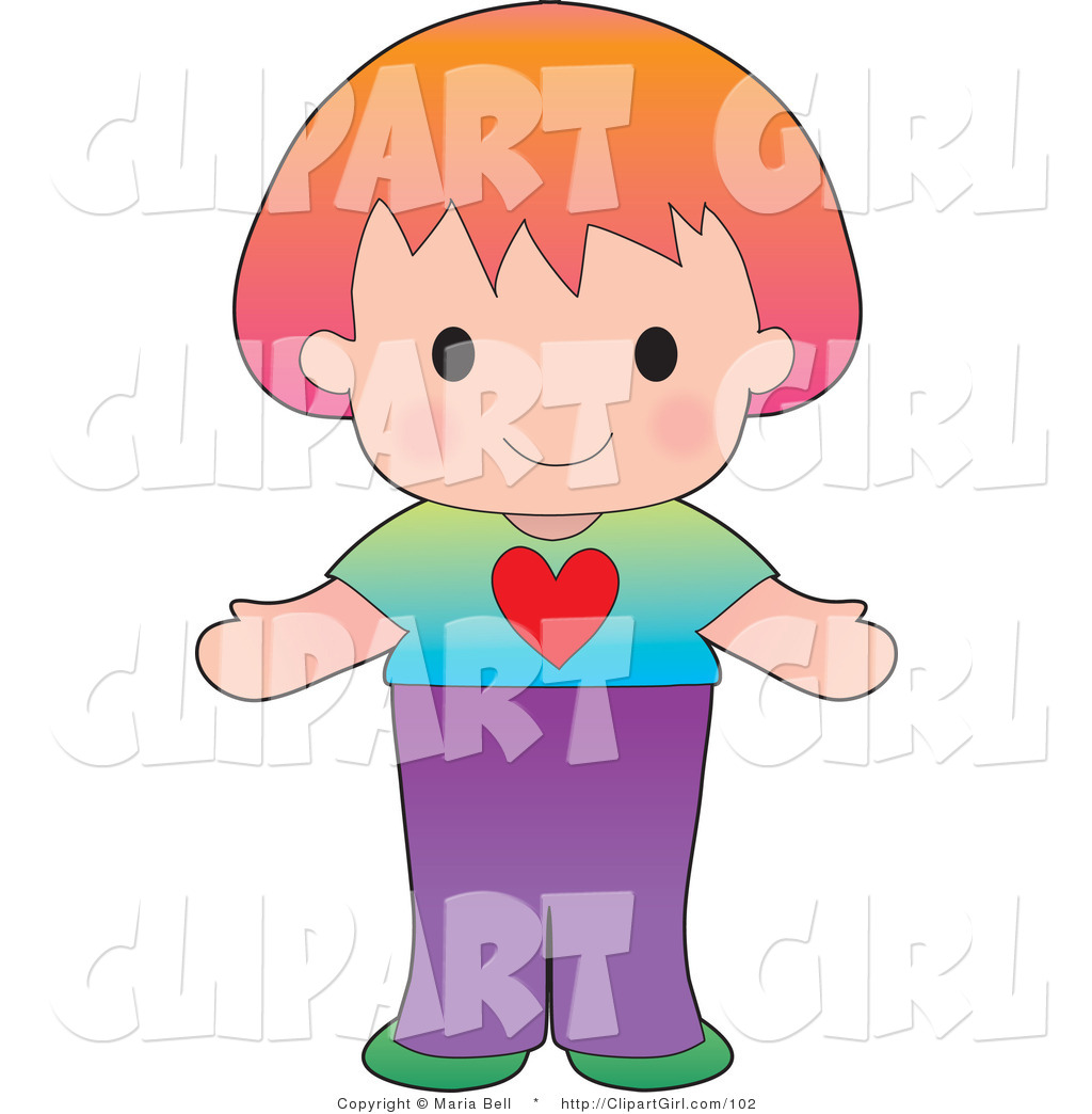 Clip Art Of A Sweet And Friendly Red Haired Caucasian Girl Wearing A
