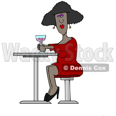 Clipart Of A Black Lady Drinking A Cocktail At A Table   Royalty Free