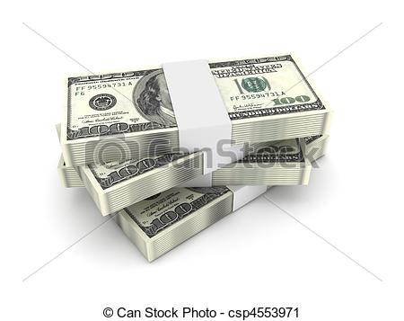 Clipart Of Stack Of 100 Dollar Bills Isolated On White Background High