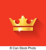Crown   Gold Crow Flat Style Isolated On Red Background