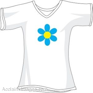 Description  Clip Art Picture Of A White T Shirt With A Flower Design