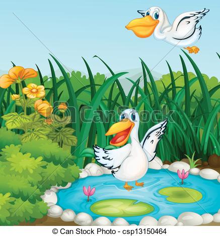 Ducks   Illustration Of A Pond With Ducks Csp13150464   Search Clipart