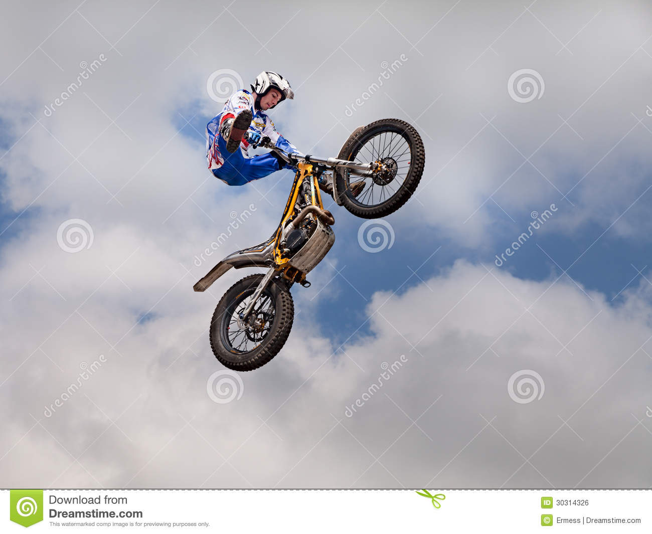 Jump At The Trial And Motocross Freestyle Show During The Motorcycle    