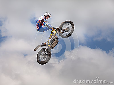 Jump At The Trial And Motocross Freestyle Show During The Motorcycle