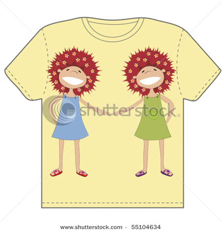 Kids Tshirt Clipart Twin Sisters On A T Shirt