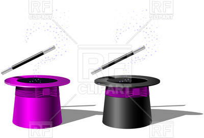 Magician Top Hat And Magic Wand Objects Download Royalty Free Vector