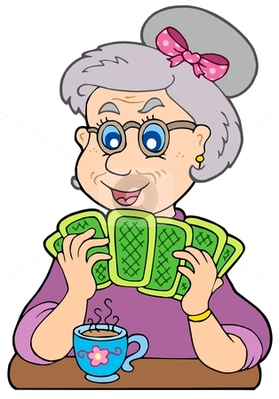Old Lady Playing Poker Stock Vector Clipart Old Lady Playing Poker