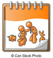 Orange Man Family Planning Clipart