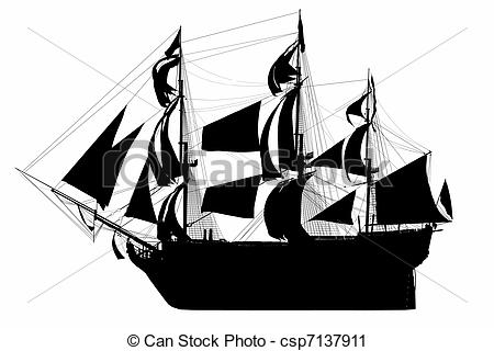 Ship Hms Victory Style Silhouette Isolated Clip Art Illustration  Ship