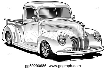 Stock Illustration   1940 Vintage Pickup  Clipart Drawing Gg59290686