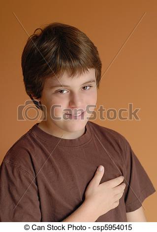 Stock Images Of Twelve Year Old Boy Holding His Hand Over His Heart