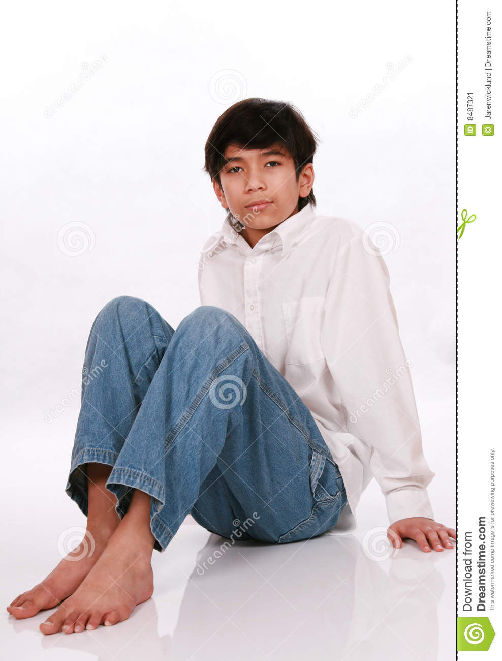 Twelve Year Old Boy Sitting On Floor Stock Image   Image  8487321