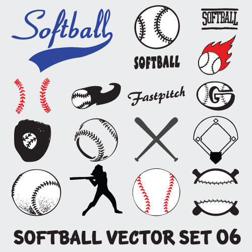 Vector Softball Set Illustrations 09885