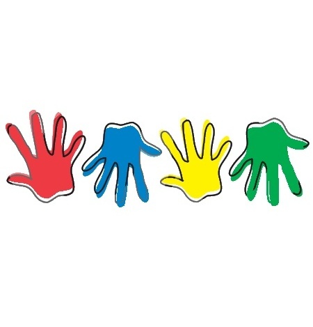 15821 Row Of Different Colored Hand Prints Clipart Illustration