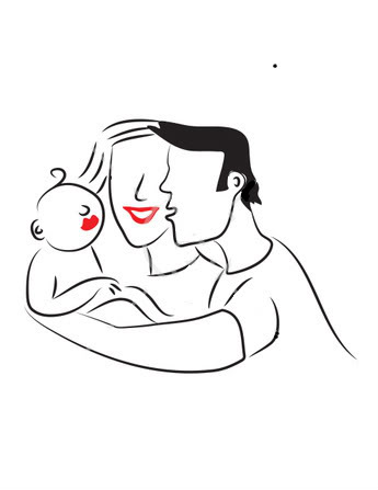 83595 Royalty Free Rf Clipart Illustration Of A Line Drawn Mom And Dad