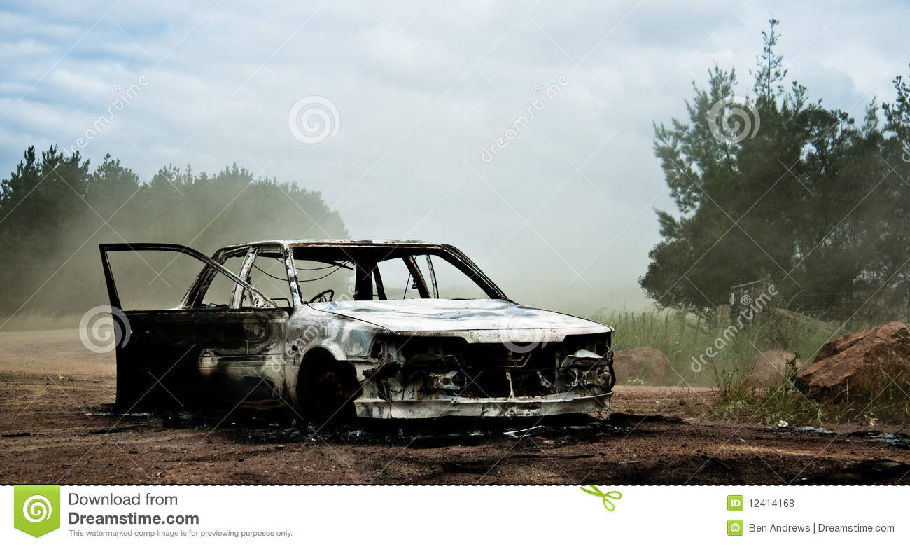 Abandoned Car Burnt Out  Most Likely Stolen Then Set One Fire