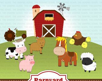 Barnyard Animals Clip Art Barn Clip Art Set Farm Clip Art   Cow Goat    