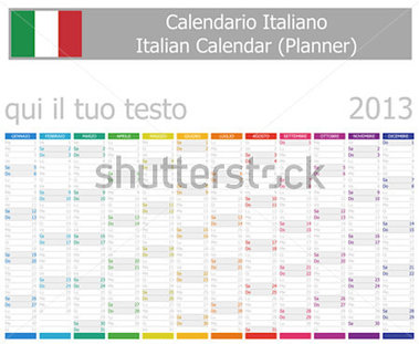 Browse   Objects   2013 Type 1 Italian Year Planner Vertical Months