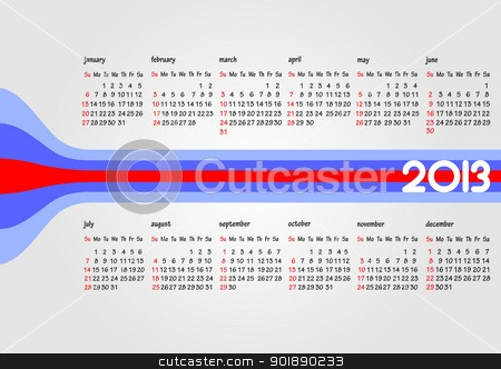 Calendar 2013 With American Holidays  Months  Vector Illustratio Stock