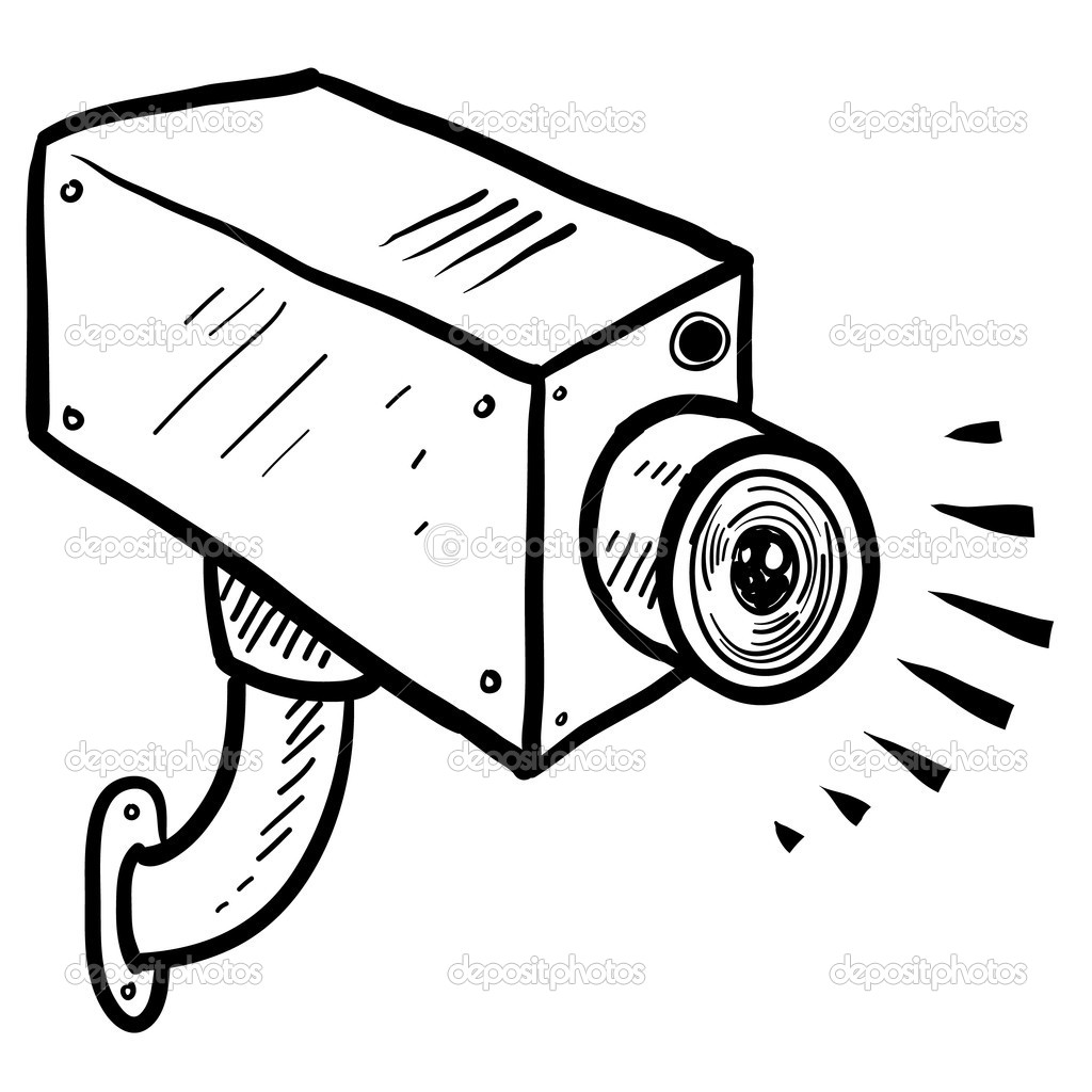 Cctv Surveillance Camera Sketch   Stock Vector   Lhfgraphics
