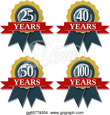 Clip Art   Anniversary Seal 25 40 50 100 Years  Stock Illustration