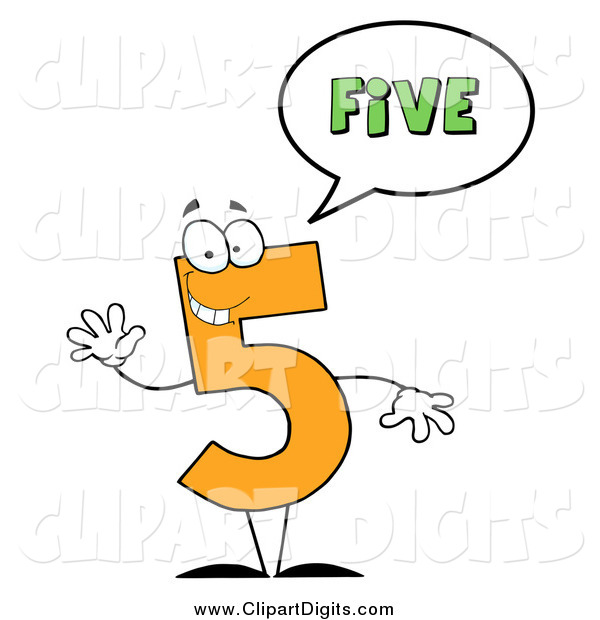 Clip Art Of A Number Five Character Saying 5 By Hit Toon    869