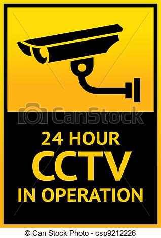 Clip Art Vector Of Sign Security Camera   Warning Sticker For Security