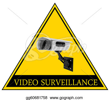Clip Art   Video Surveillance Sign On A White Background  Stock