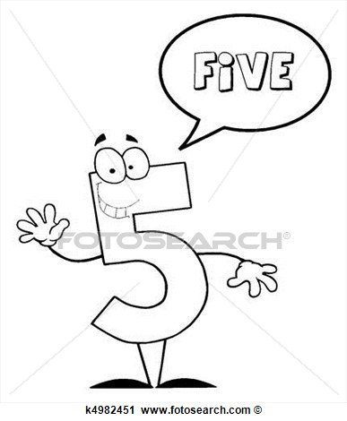 Clipart   Number Five Character Saying Five  Fotosearch   Search Clip