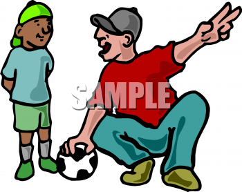 Color Clipart Picture Of A Soccer Coach Speaking With An African    