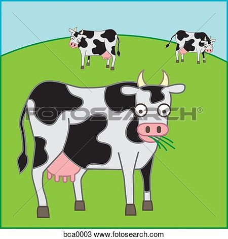 Cow Farm View Large Illustration