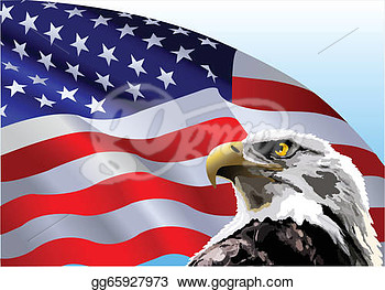 Eagle In Front Of An American Flag   Clipart Illustrations Gg65927973