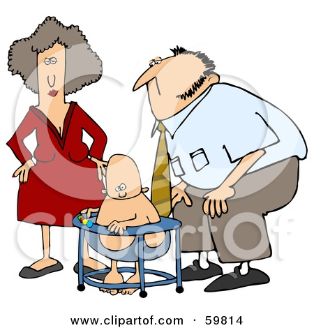 Free  Rf  Clipart Illustration Of A Mom And Dad Watching Their Baby
