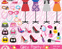 Girly Part Clipart Set   Set Of 35 Digital Clipart Set   Cute And