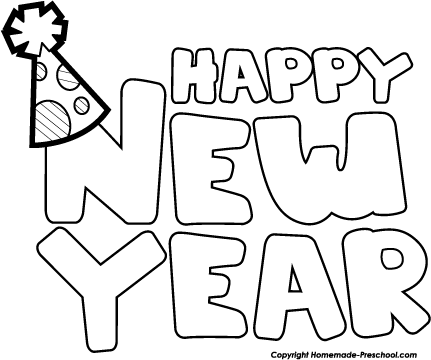 Happy New Year Clip Art Black And White   New Calendar Template Site
