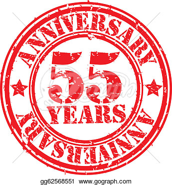 Illustration   Grunge 55 Years Anniversary Rubber   Clipart Gg62568551
