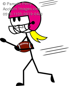     Image Of A Stick Figure Female Football Player Running With The Ball