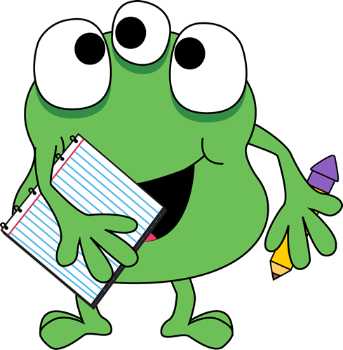 Monster With Notebook And Pencil Clip Art   Monster With Notebook And    