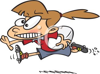     Of A Girl Running With A Football   Royalty Free Clipart Picture
