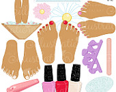 Pampered Pedicure V2 Cute Digital Clipart   Commercial Use Ok