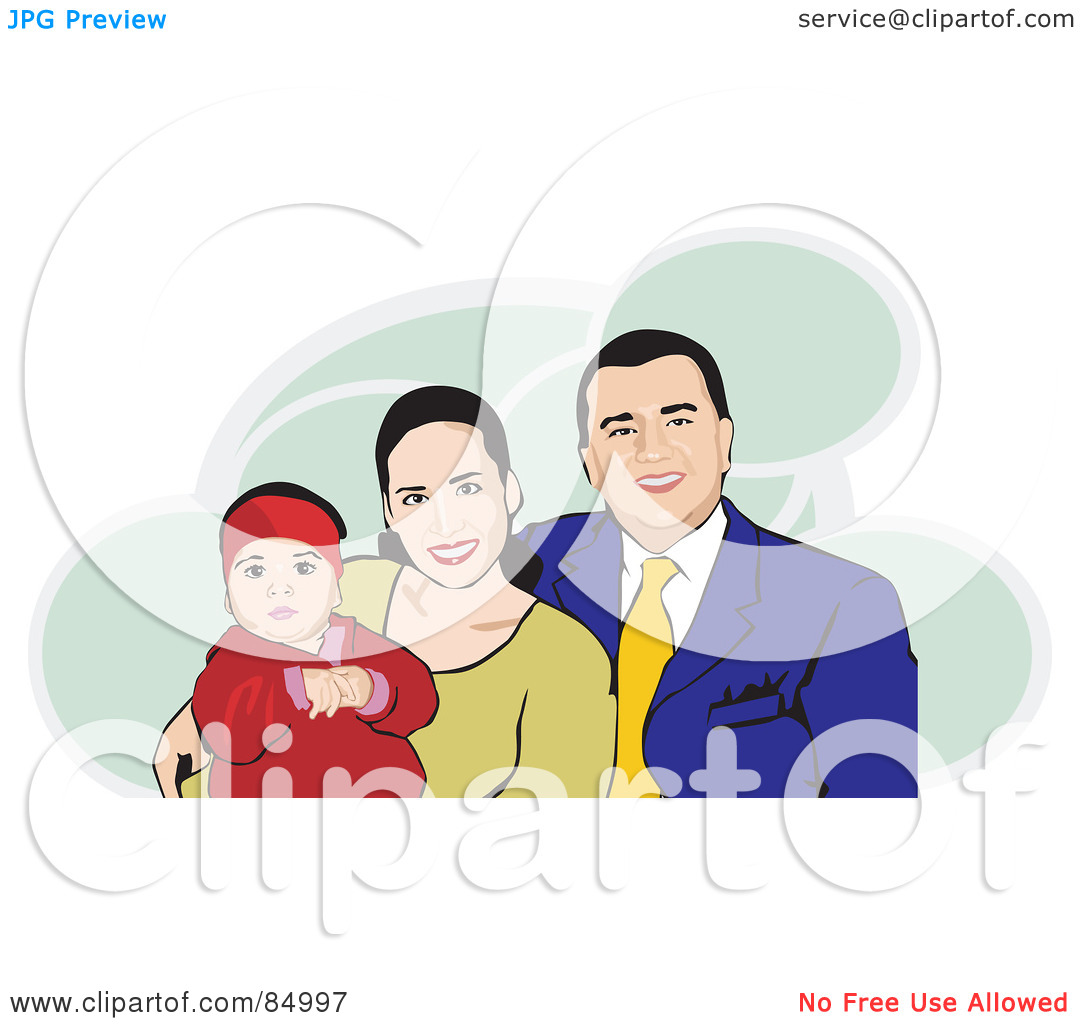 Rf  Clipart Illustration Of A Happy Hispanic Family With Mom Dad